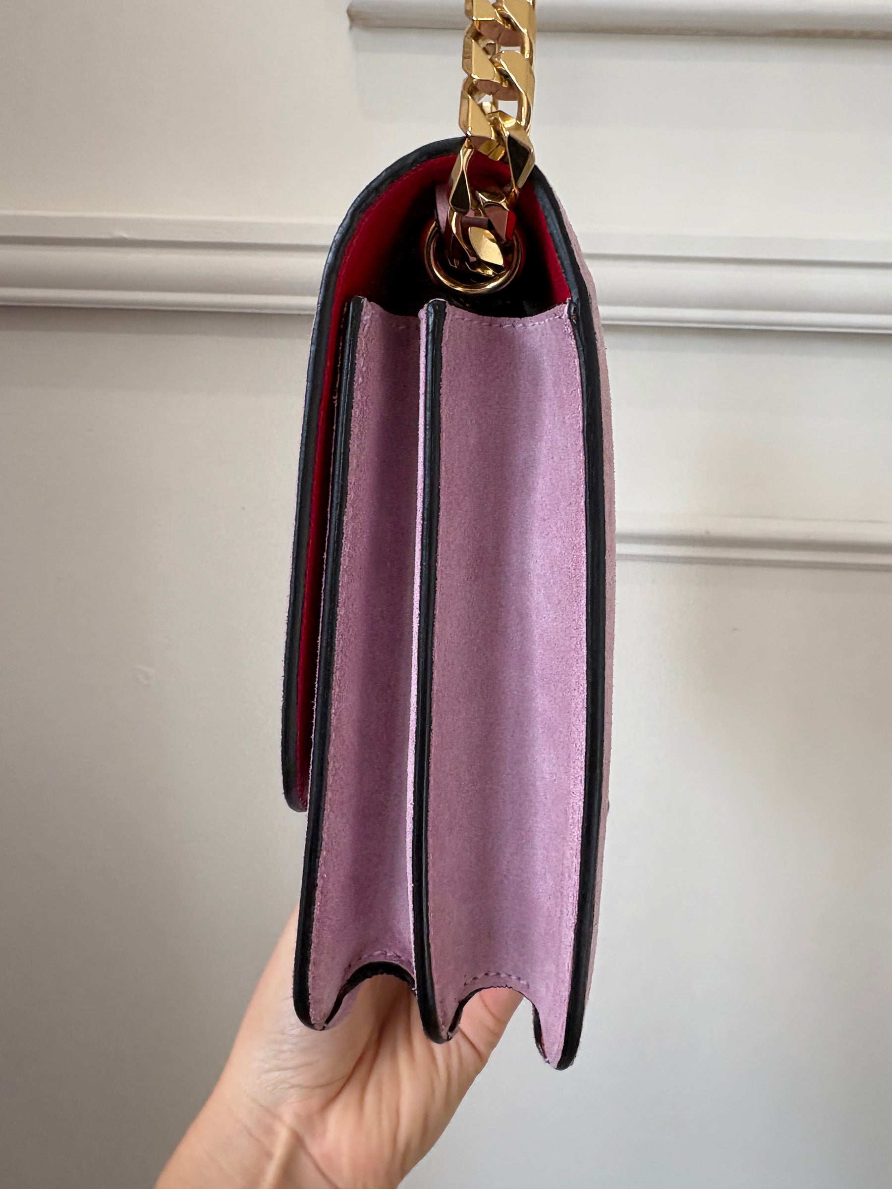 Victoria Beckham Mauve Suede Chain Shoulder Bag