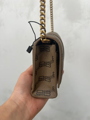 Balenciaga Taupe and Black Leather Monogram Hourglass Mini Bag