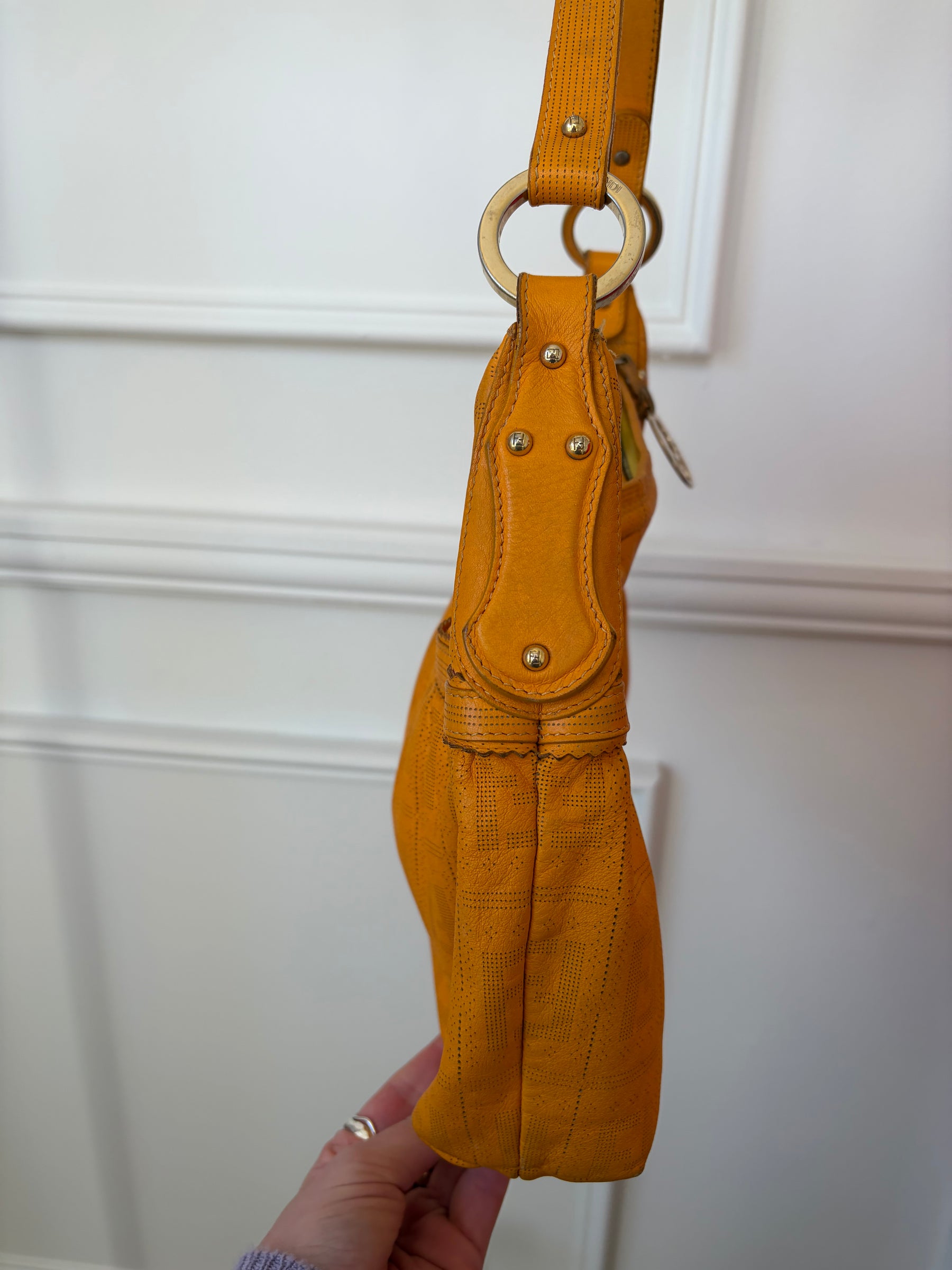 Fendi Orange Perforated Monogram Chef Bag