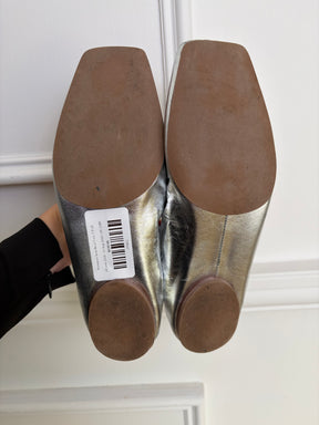 Reformation Silver Ballet Flats, 7.5 US