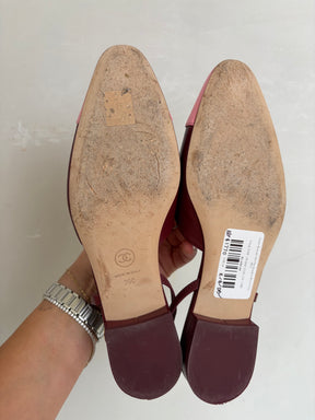 Chanel Burgundy And Pink Slingback Ballet Flats, 39 C