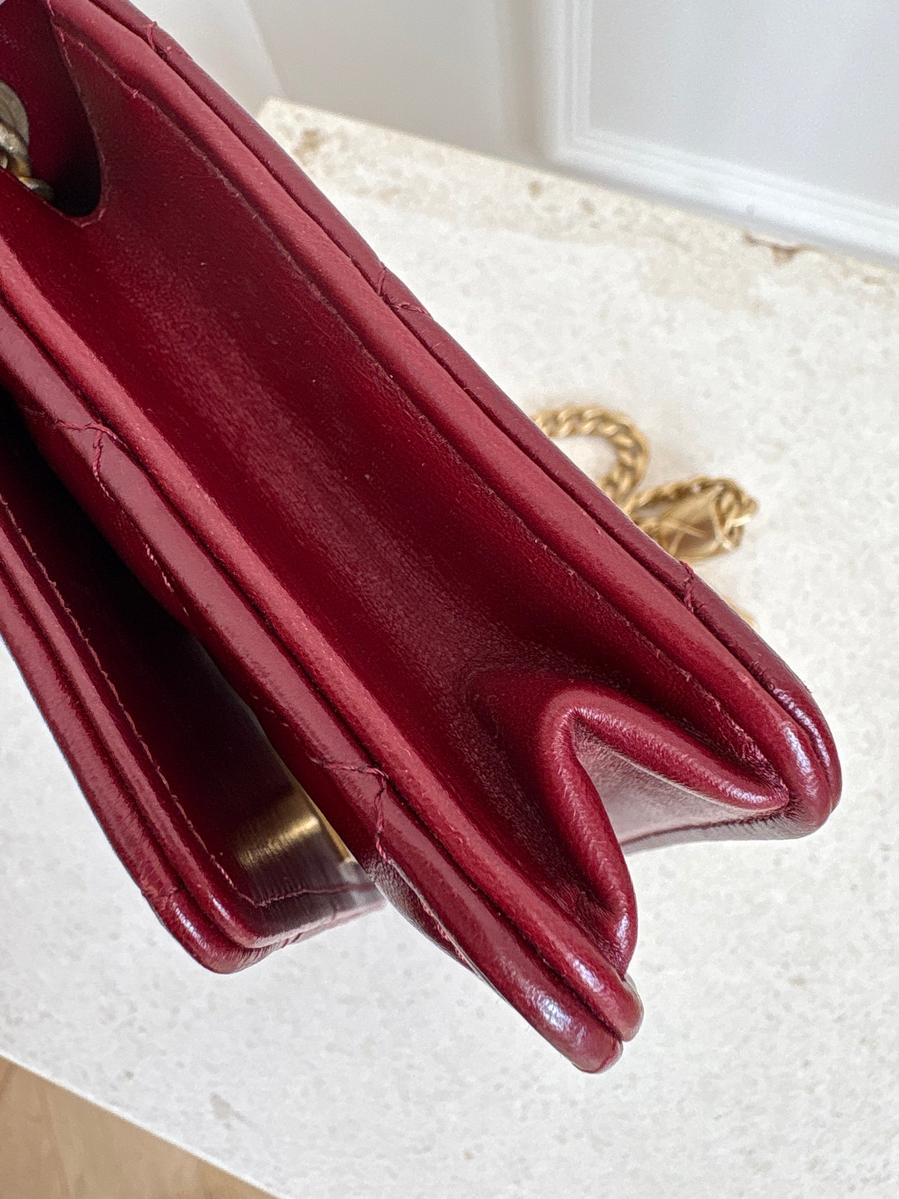 Chanel Dark Red Lambskin WOC Gold Tone Hardware