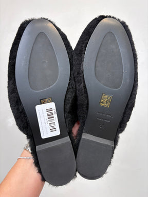 Anine Bing Black Shearling Link Slipper Mule, 41