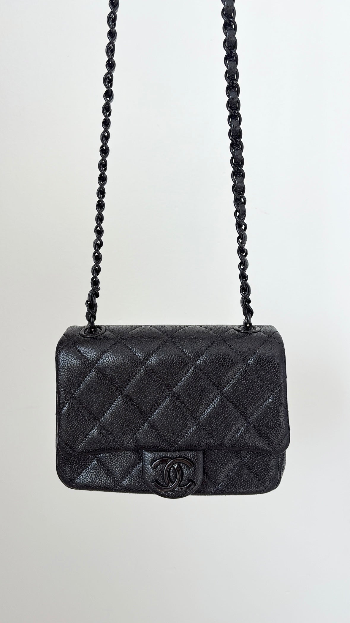 Chanel Black Caviar Leather 'Incognito' Mini Square Flap