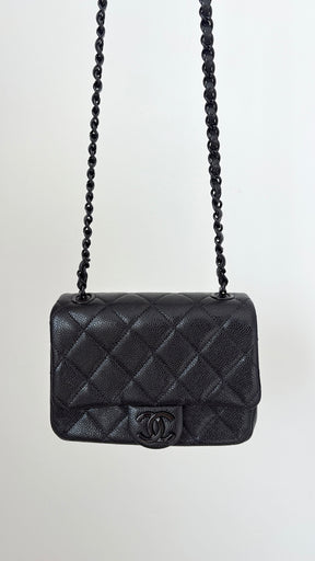 Chanel Black Caviar Leather 'Incognito' Mini Square Flap