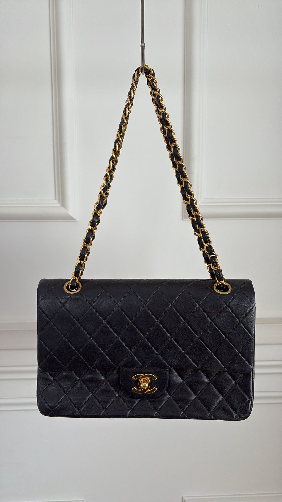 Chanel Black Lambskin Leather Medium Classic Flap Bag