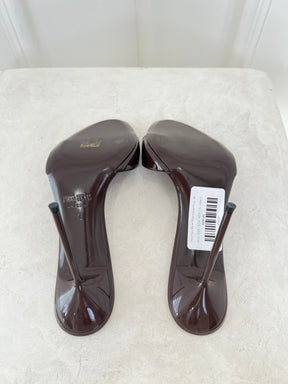 Paris Texas Brown Patent Leather Mules, 38