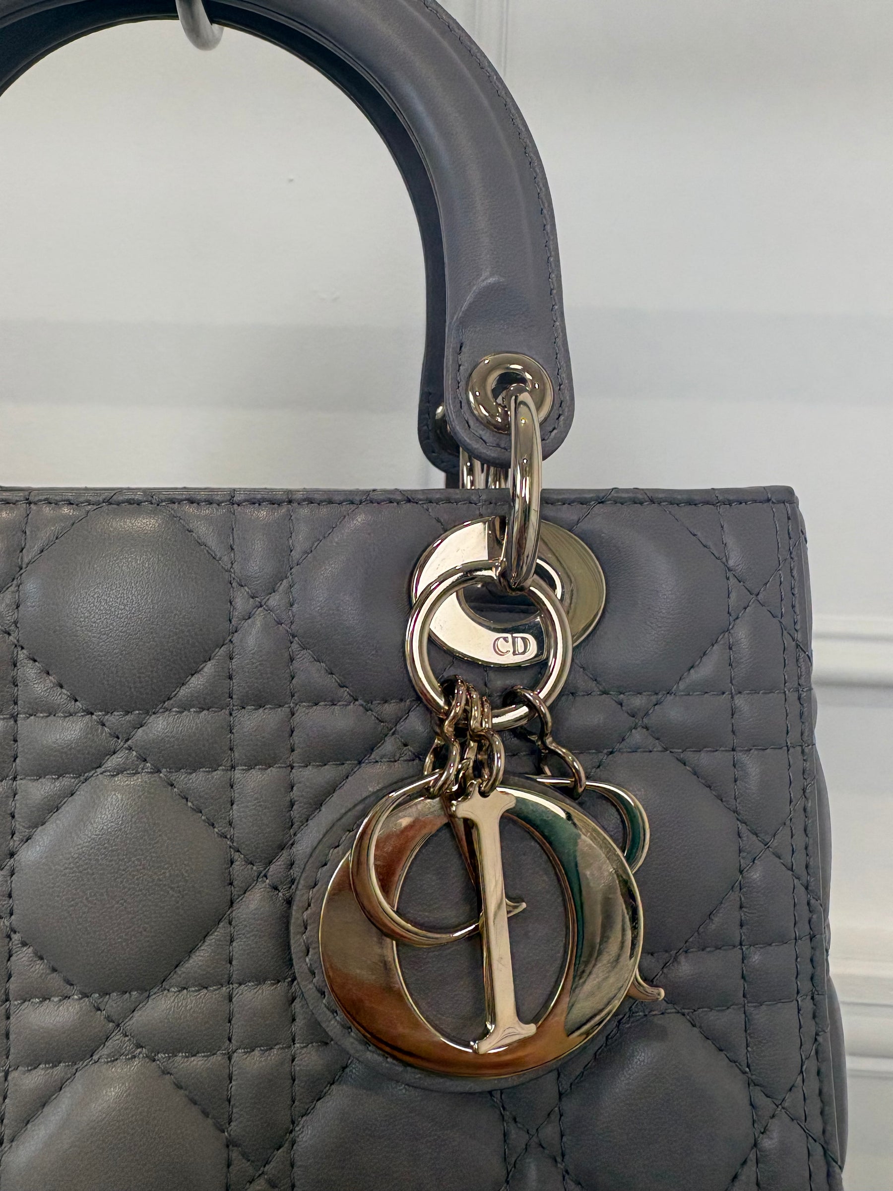 Dior Grey Cannage Quilted Medium Lady Dior