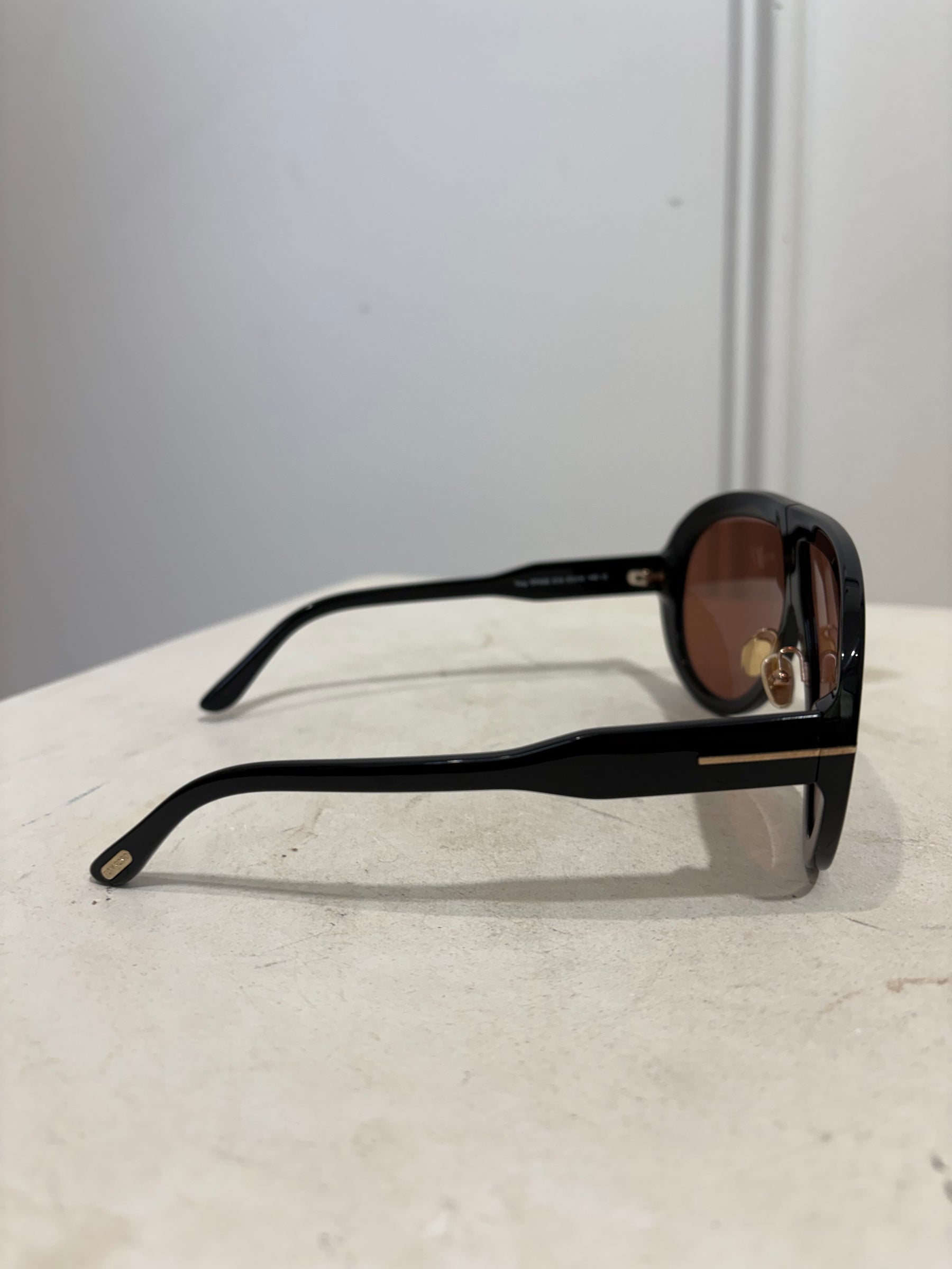 Tom Ford Black with Brown Lens Oversized Troy Sunglasses