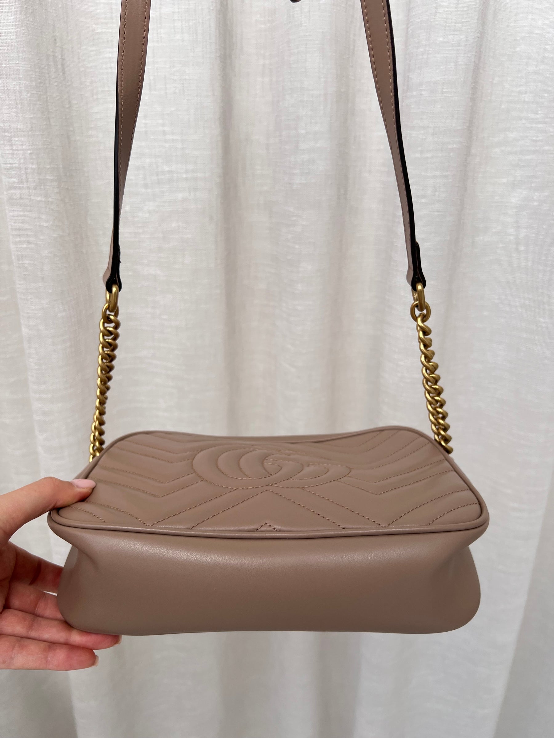 Gucci Taupe Leather Marmont Camera Bag