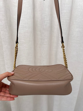 Gucci Taupe Leather Marmont Camera Bag