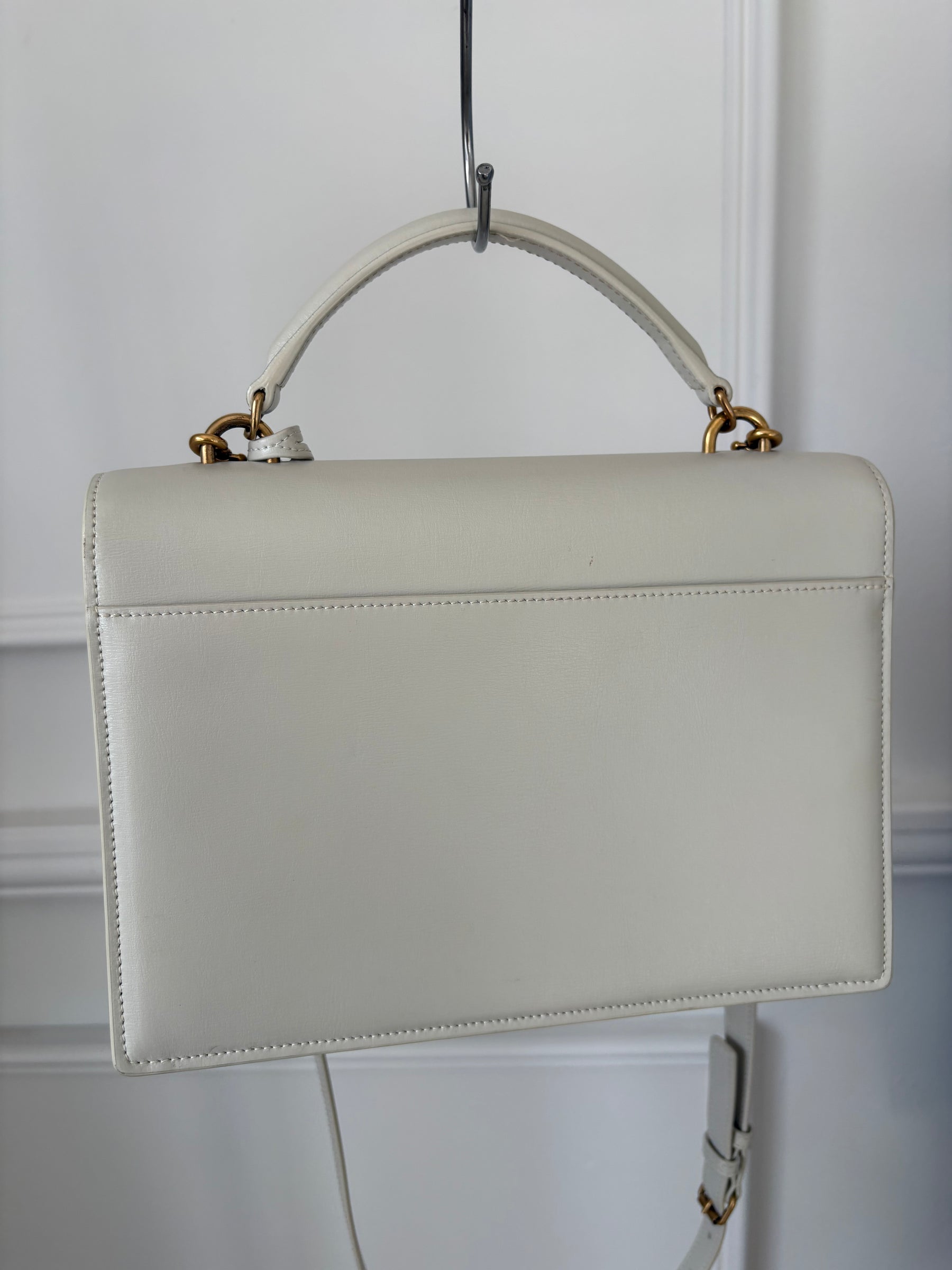 Saint Laurent Ecru Leather Large Sunset Bag