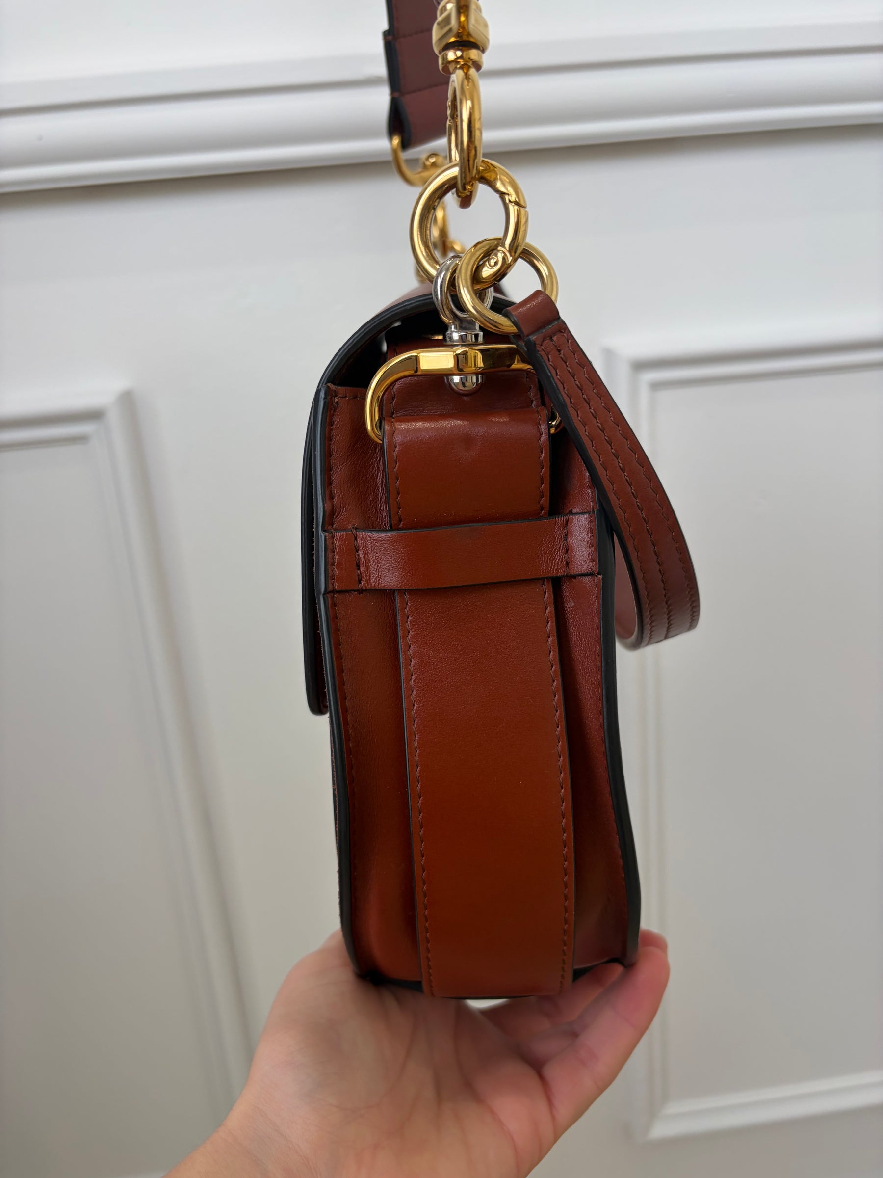 Chloé Brick Leather and Suede Tess Bag
