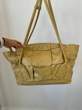 Bottega Veneta Butter Yellow Crinked Leather Arco Bag