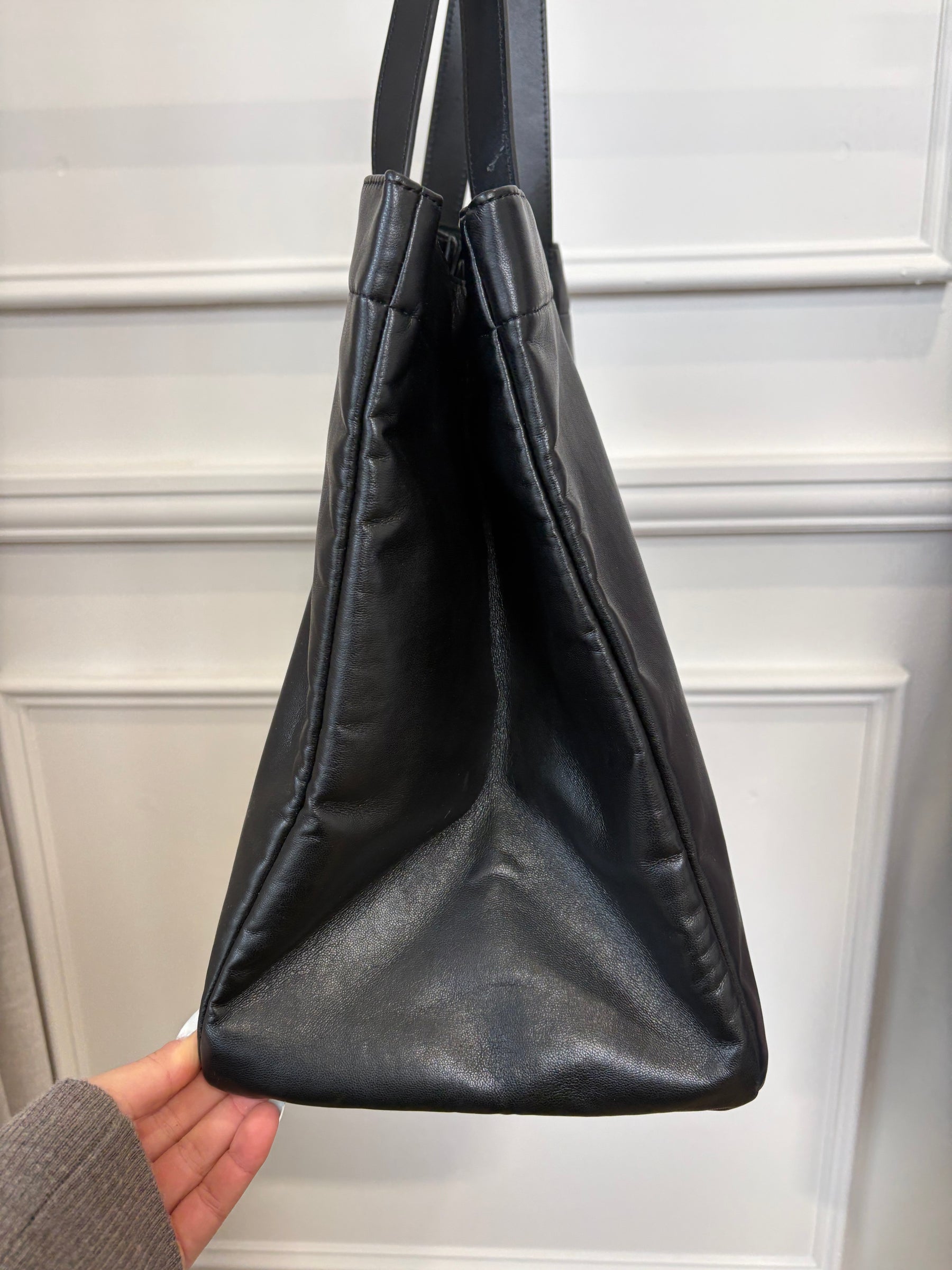 Anine Bing Black Leather Logo Tote