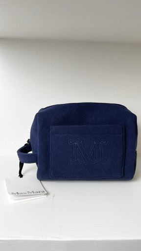Max Mara Navy Terry Logo Cosmetic Case