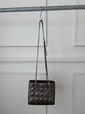 Dior Pewter Cannage Leather Medium Lady Dior