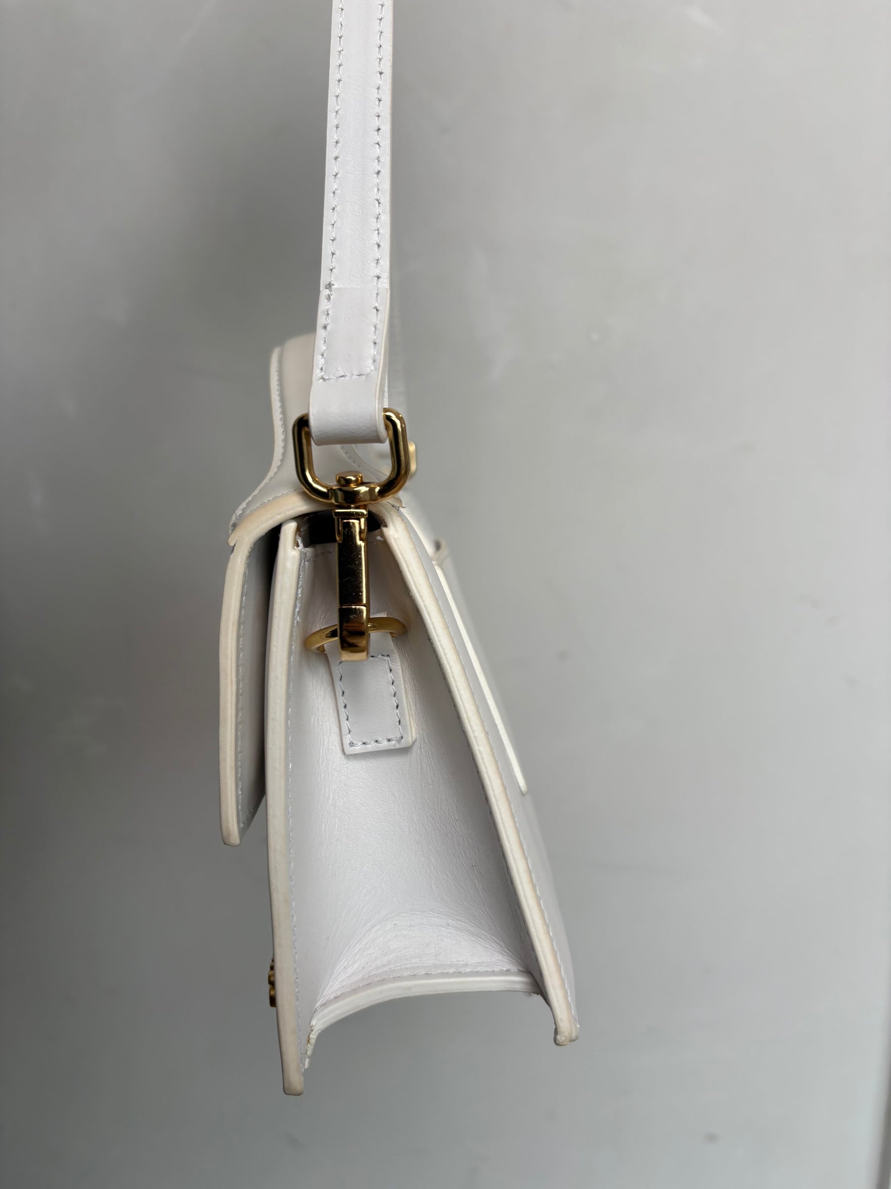 Jacquemus White Leather Bambino Top Handle Crossbody Bag