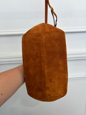 Khaite Brown Suede Augusta Crossbody Clutch