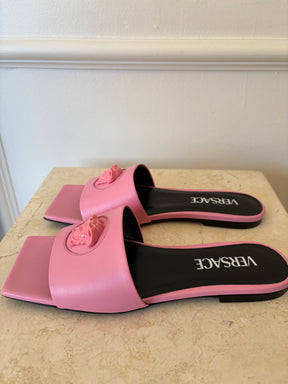 Versace Pink Madusa Head Slides, 35