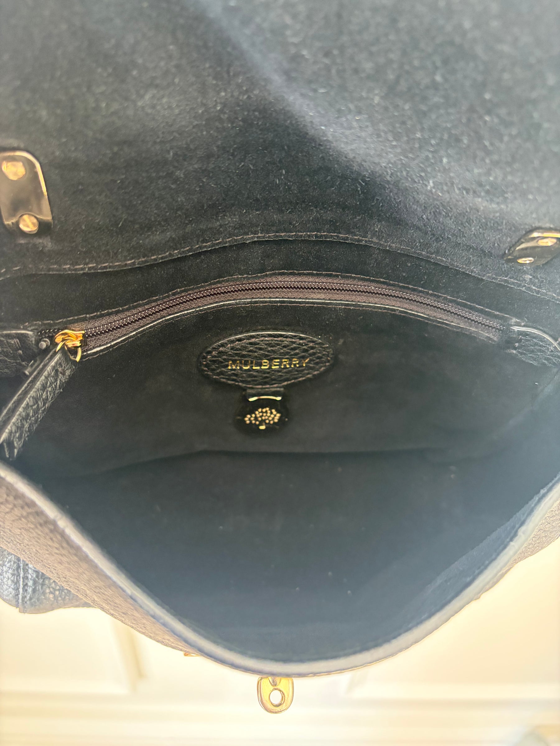 Mulberry Lily Small Black Grained Leather Flap Bag