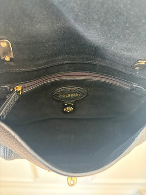Mulberry Lily Small Black Grained Leather Flap Bag