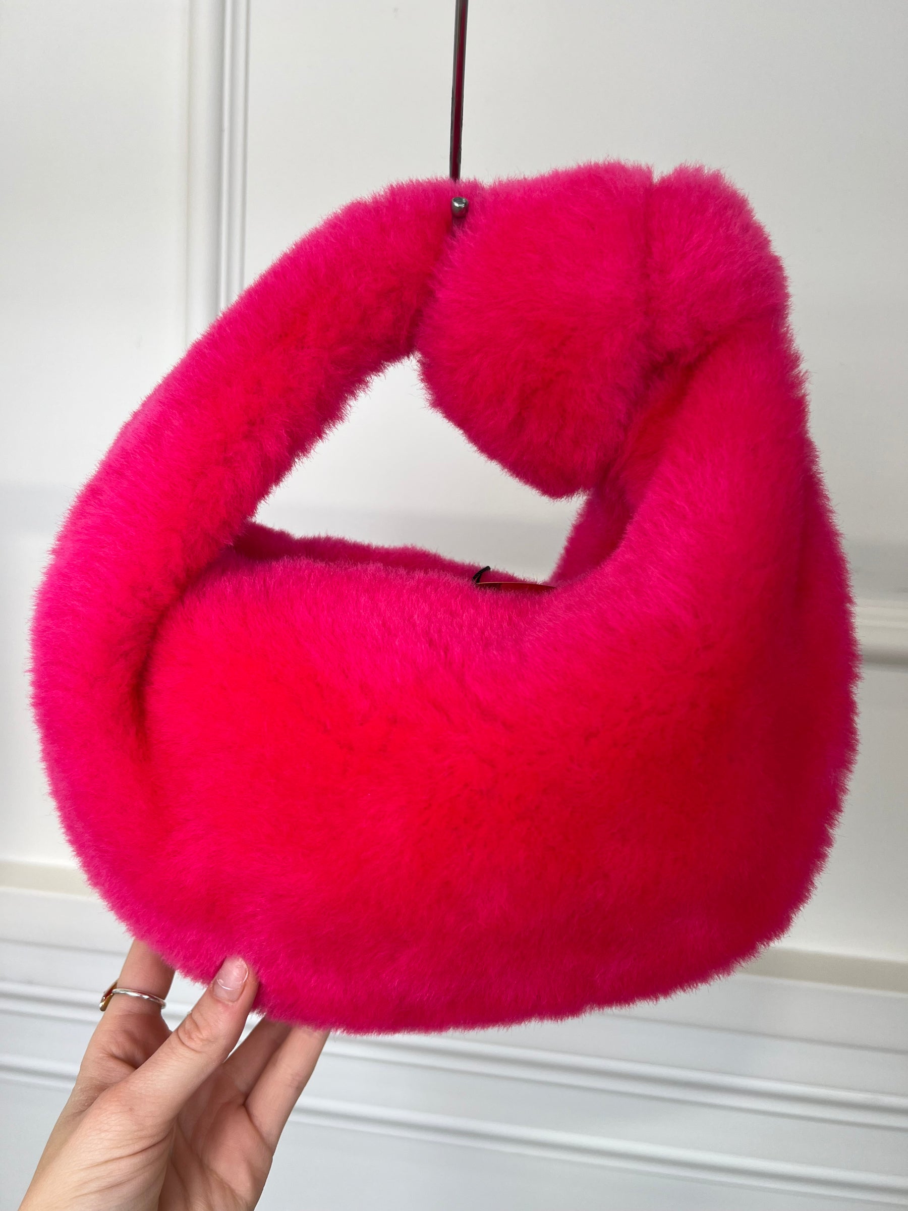Bottega Veneta Hot Pink Shearling Mini Jodie