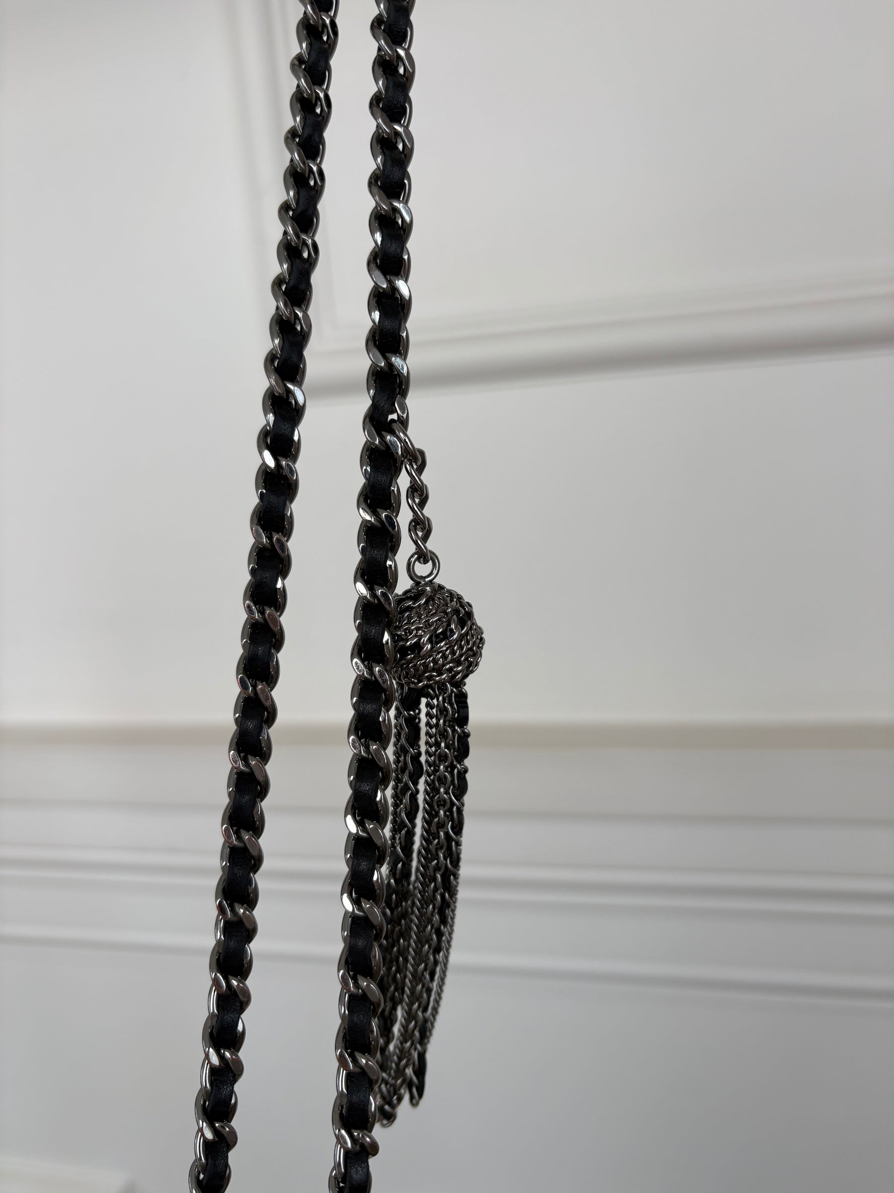 Chanel Quilted Lambskin Tassel Wallet On Chain Black With Silver Hardware