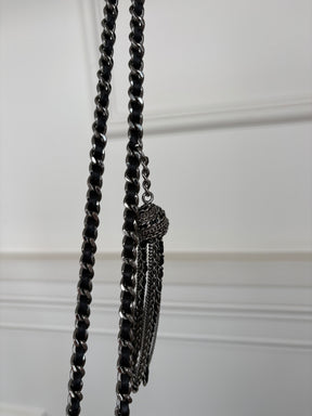 Chanel Quilted Lambskin Tassel Wallet On Chain Black With Silver Hardware
