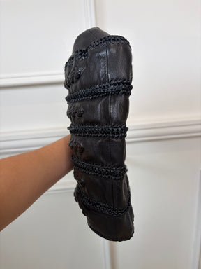 Bottega Veneta Black Braided Leather Shoulder Tote