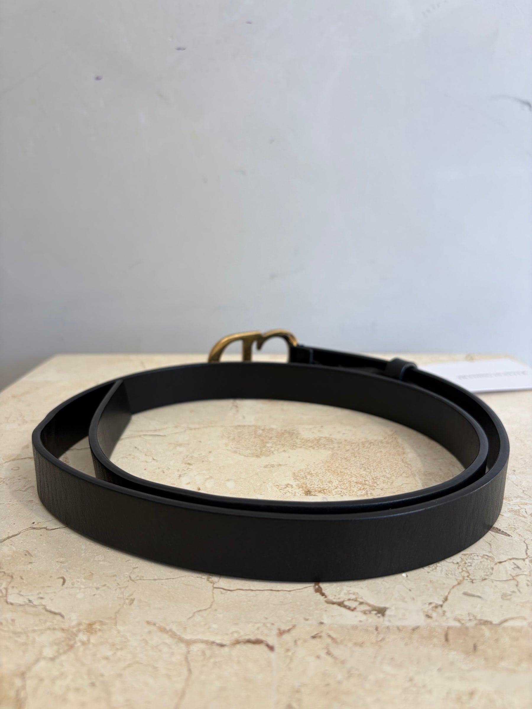 Dior Black Leather Logo Belt, 75
