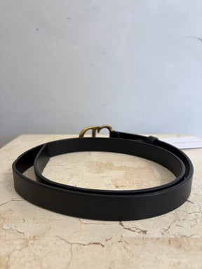 Dior Black Leather Logo Belt, 75