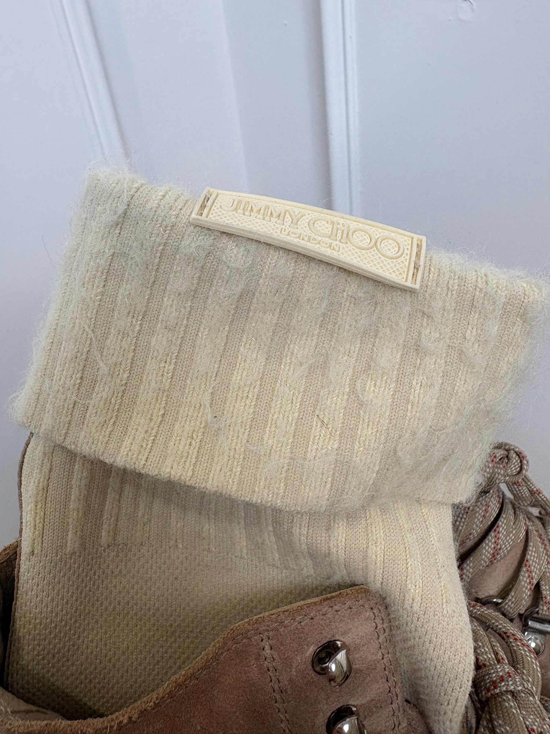 Jimmy Choo Beige Suede Sock Hiking Boots, 39