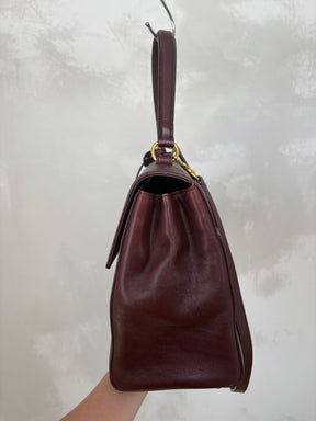 Saint Laurent Burgundy Leather Top Handle Bag