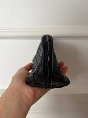 Bottega Veneta Black Intrecciato Leather Cosmetic Pouch