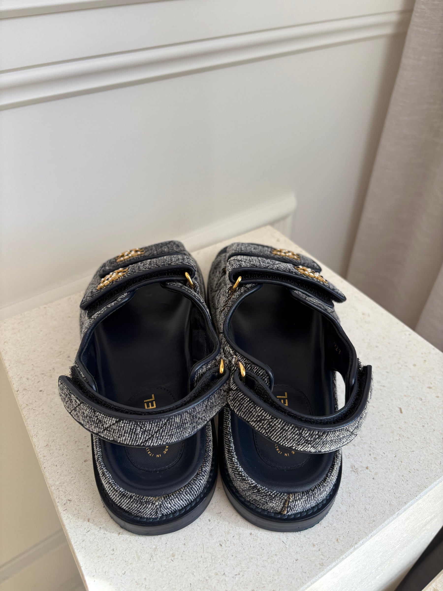 Chanel Denim Effect Dad Sandals, 37