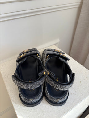 Chanel Denim Effect Dad Sandals, 37