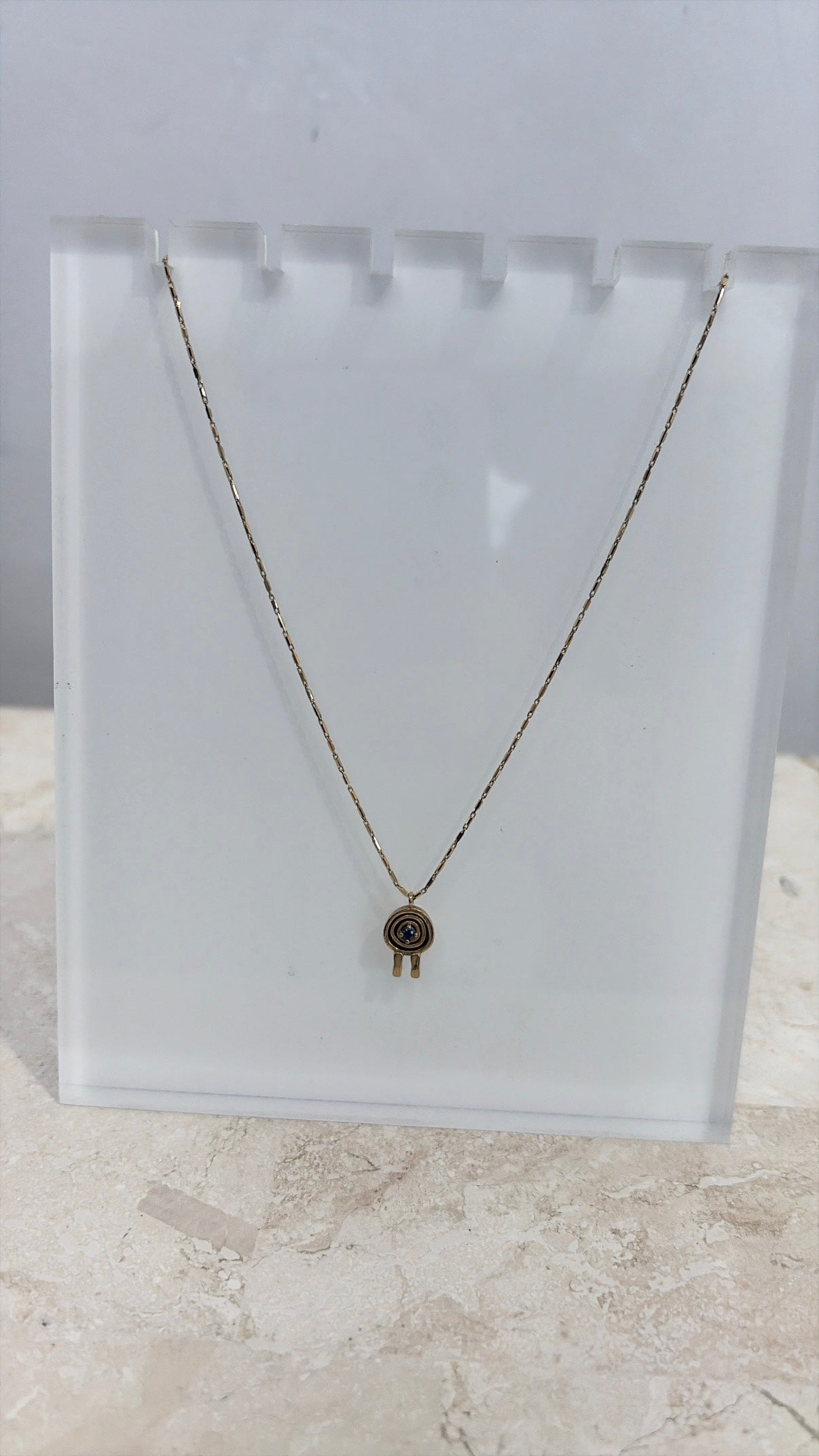 Lucy Folk Birthstone Necklace - 9ct  In Blue For September