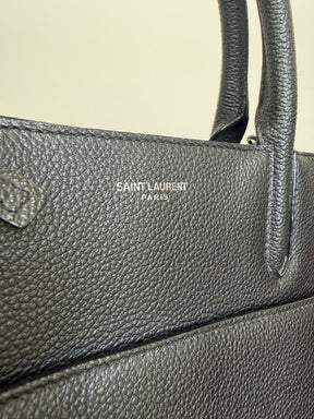 Saint Laurent Black Leather Rive Gauche Shoulder Bag With Top Handle