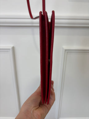 Gucci Red Grained Leather Crossbody Swing Bag
