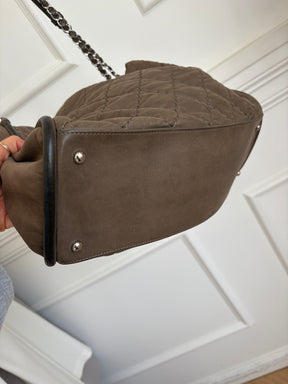 Chanel Taupe Coated Quilted Shoulder Tote