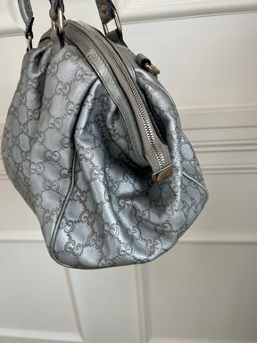 Gucci Silver Monogram Shoulder Bag