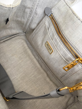 Prada Light Grey Denim Canapa Tote
