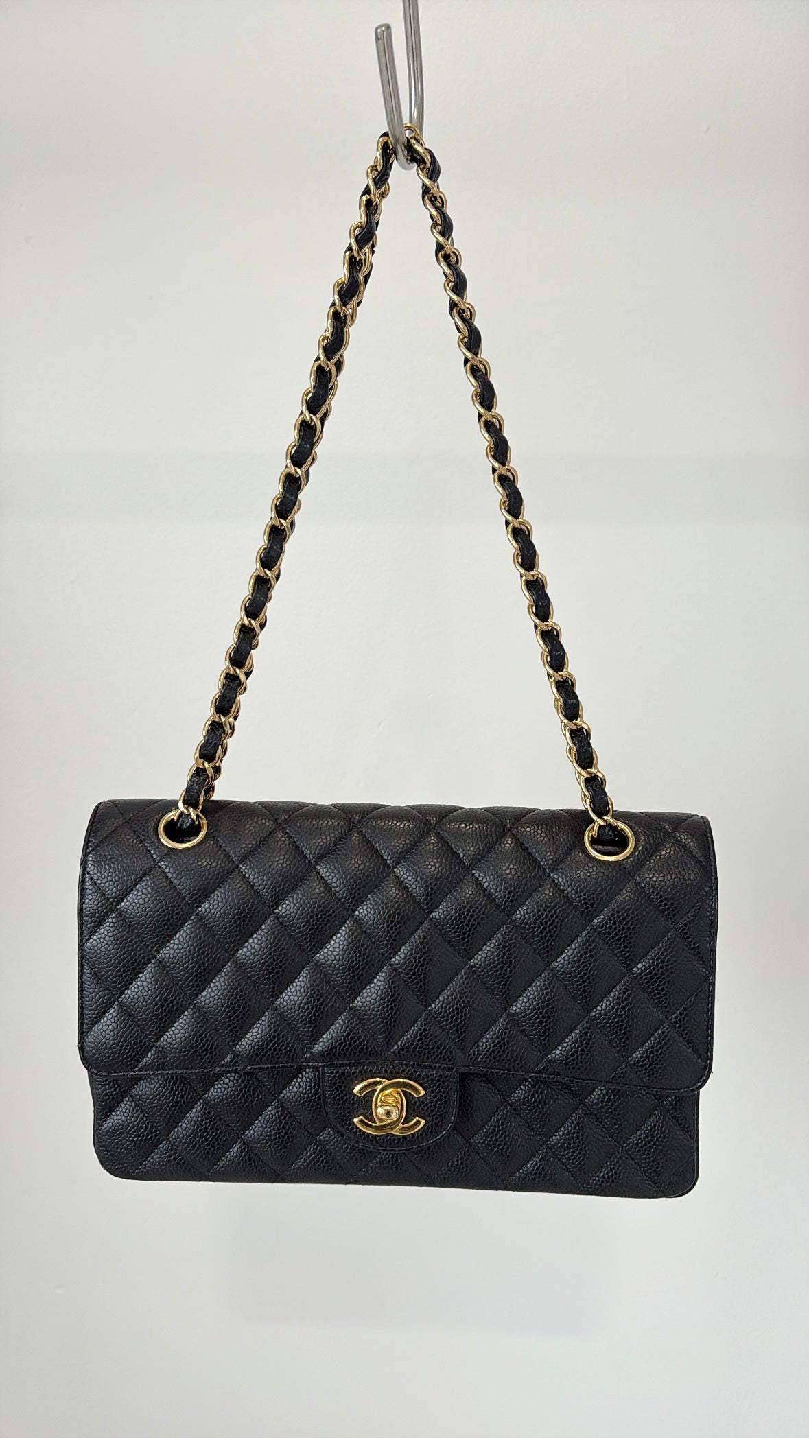 Chanel Black Caviar Leather Medium Classic Flap