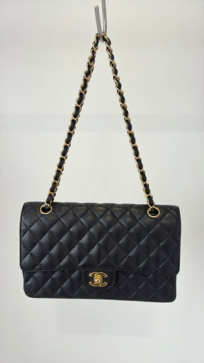 Chanel Black Caviar Leather Medium Classic Flap
