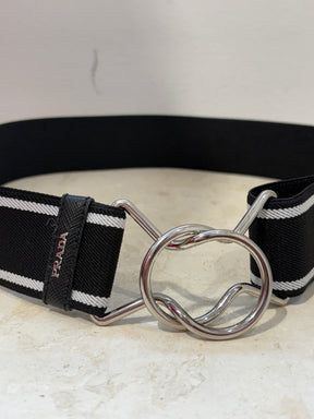 Prada Elasticated Belt With Silver Buckle