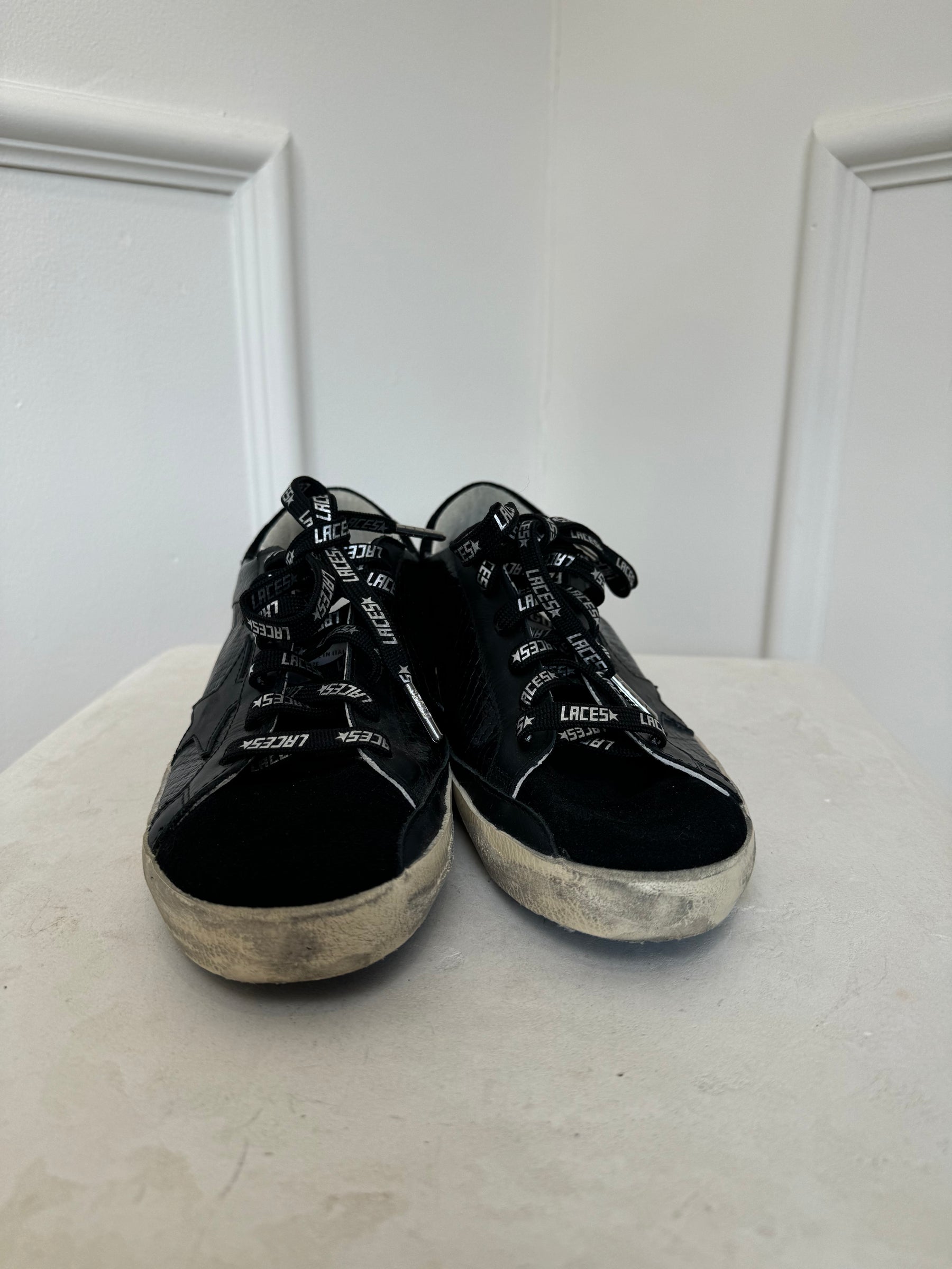 Golden Goose Superstar Black Embossed Sneakers, 39