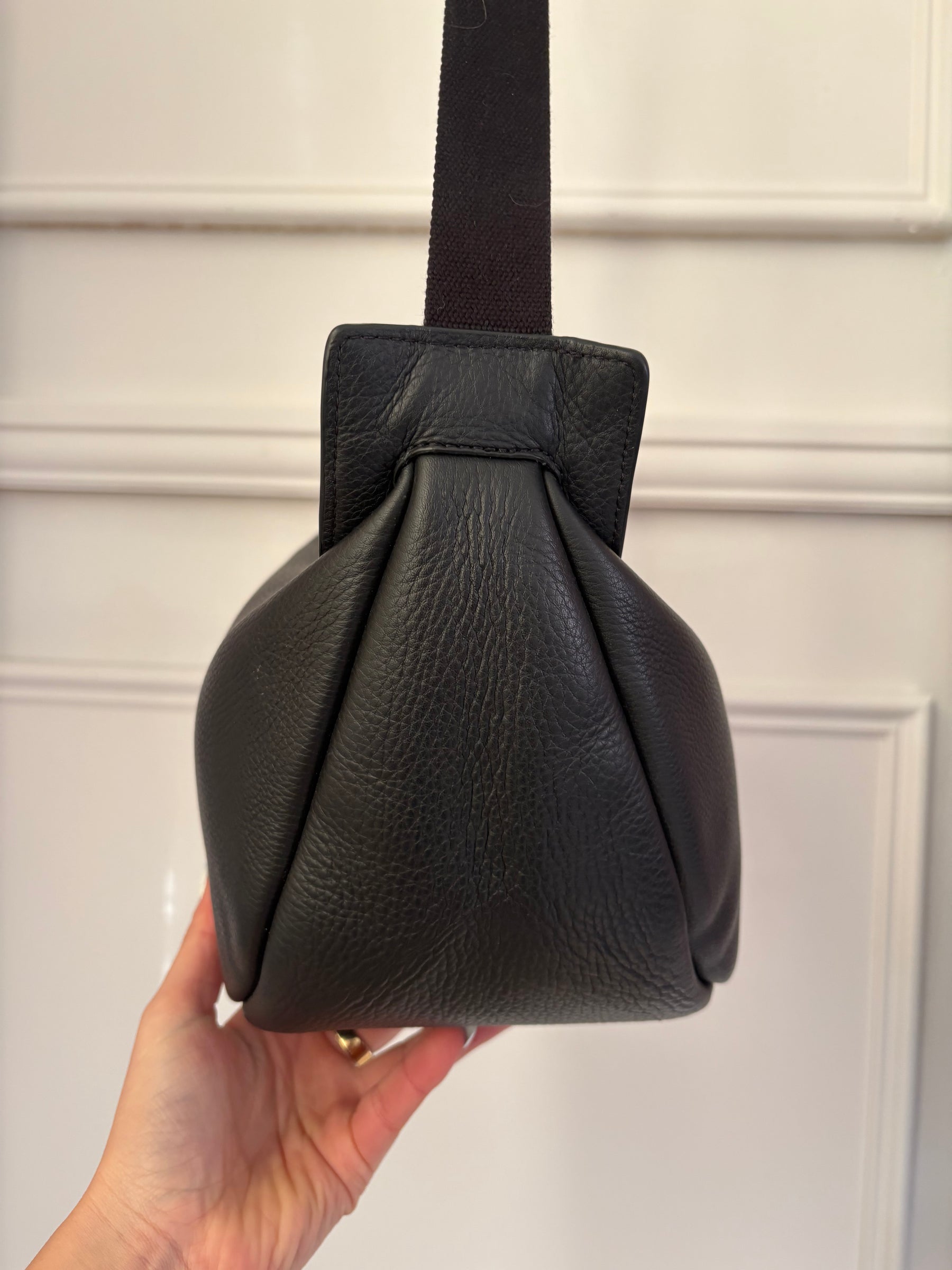 The Row Black Leather Slouchy Banana Bag