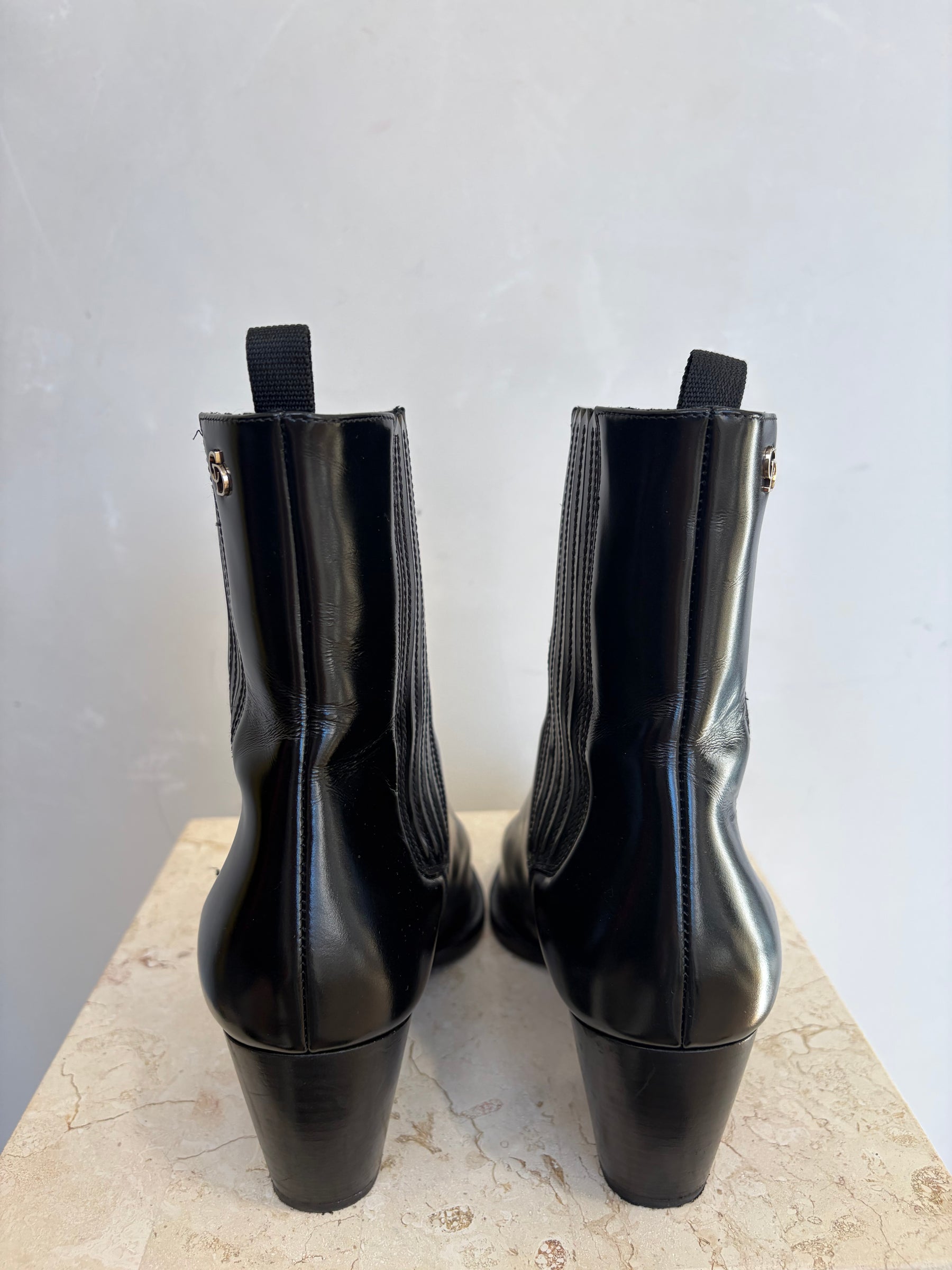 Dior Black Brushed Leather Pointed 'Wild' Ankle Boot, 40