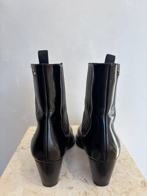 Dior Black Brushed Leather Pointed 'Wild' Ankle Boot, 40
